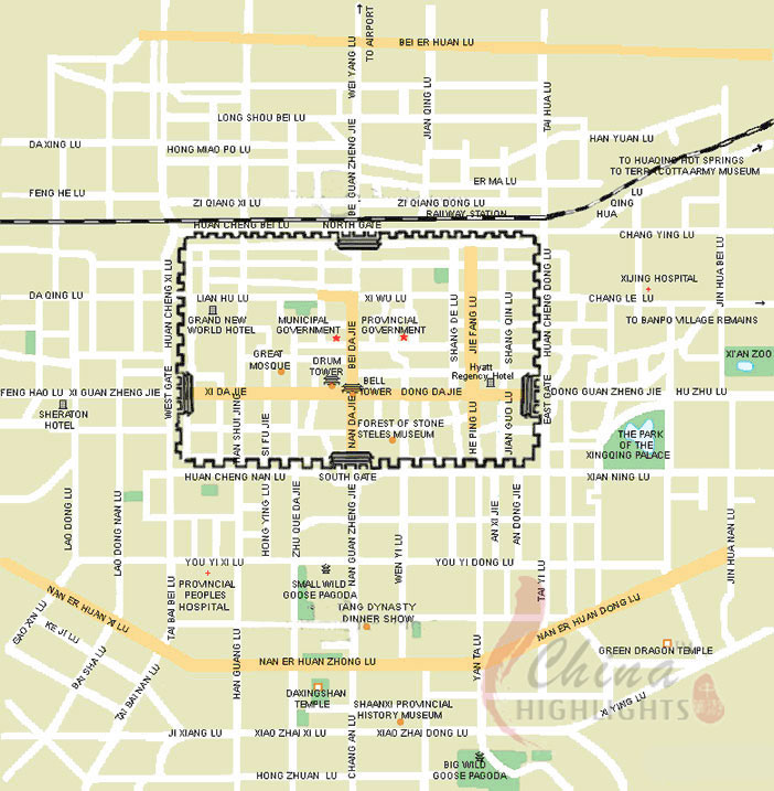 xi'an city center map